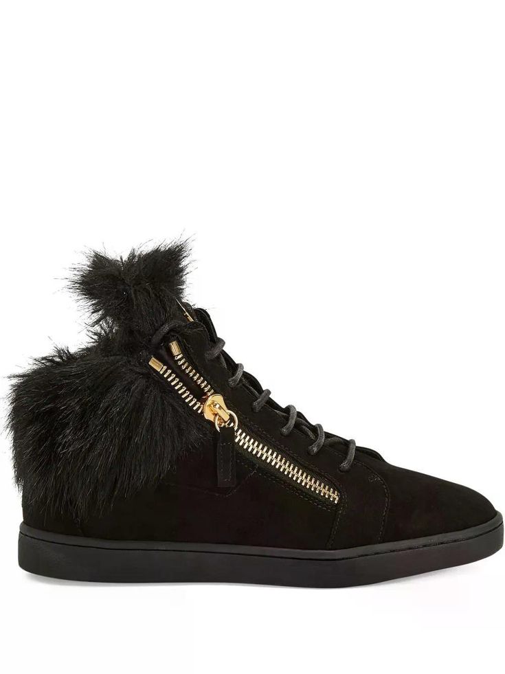 Giuseppe Zanotti Kriss Fur-trimmed Zip-up Pre Owned Like New