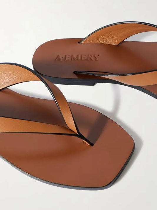 A. EMERY KINTO LEATHER FLIP FLOPS- BROWN