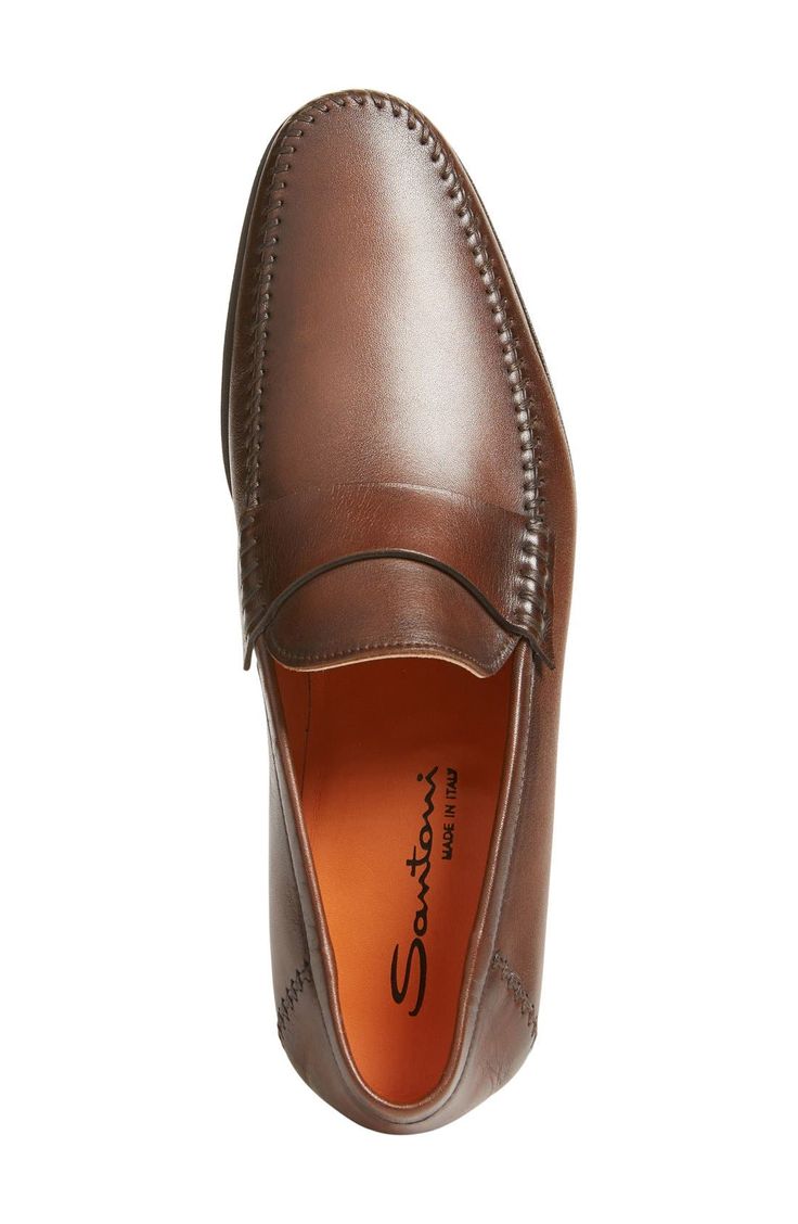 Santoni Paine Loafer in Brown Pre Owned Like New