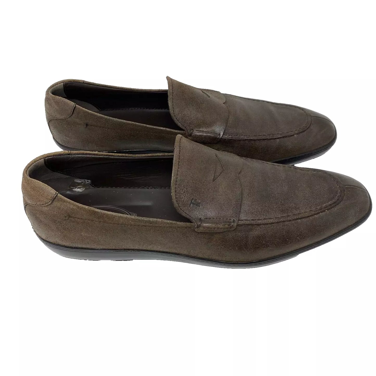 TODS SHOES BROWN LEATHER SLIP ON LOAFERS NEW