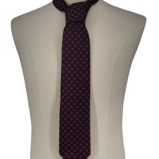 BRIONI MEN'S SMOOTH SILK TIE BLACK WITH FUCHSIA
