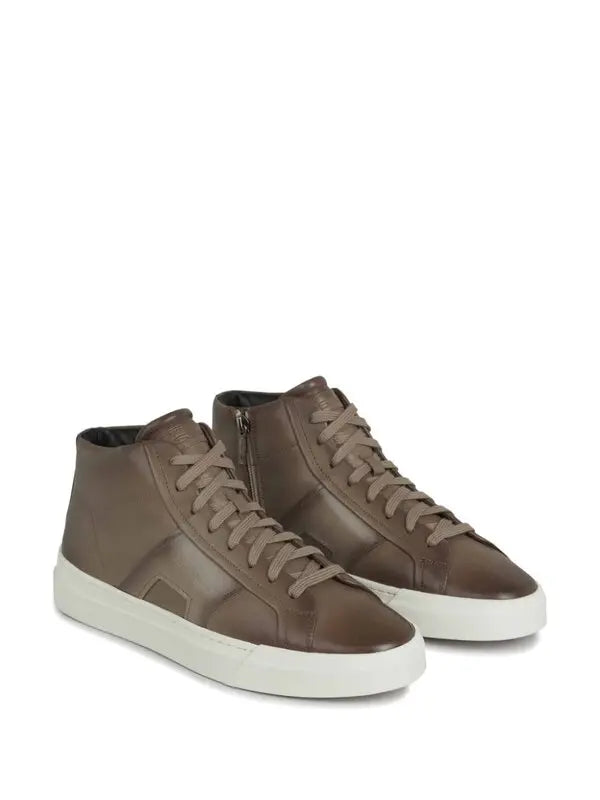 SANTONI          LOGO-PRINT HIGH-TOP SNEAKERS