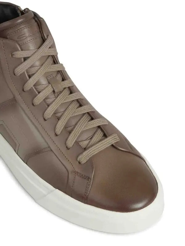 SANTONI          LOGO-PRINT HIGH-TOP SNEAKERS