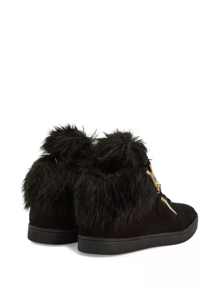 Giuseppe Zanotti Kriss Fur-trimmed Zip-up Pre Owned Like New