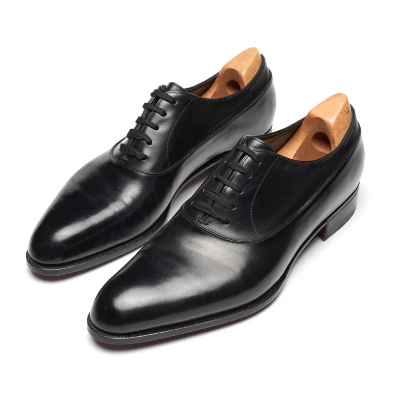 JOHN LOBB PARIS BESPOKE BLACK CALF LEATHER BALMORAL