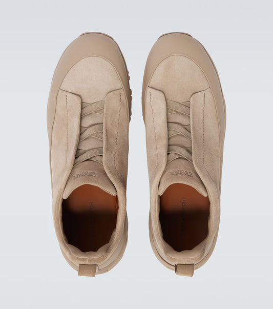 ZEGNA MONTE TRIPLE STITCH SUEDE SNEAKERS