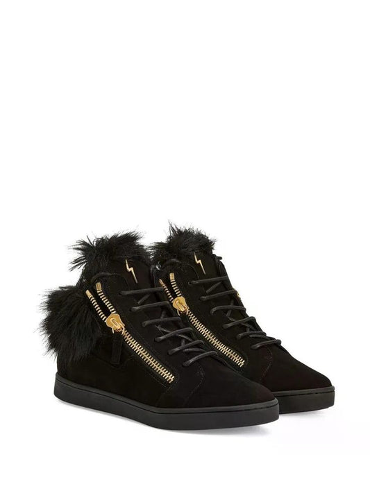 Giuseppe Zanotti Kriss Fur-trimmed Zip-up Pre Owned Like New