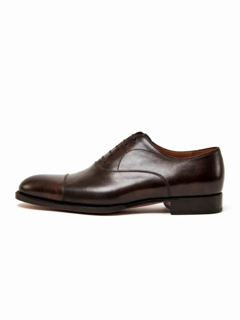 OXFORD BROWN CAP TOE DRESS SHOES FOR MEN