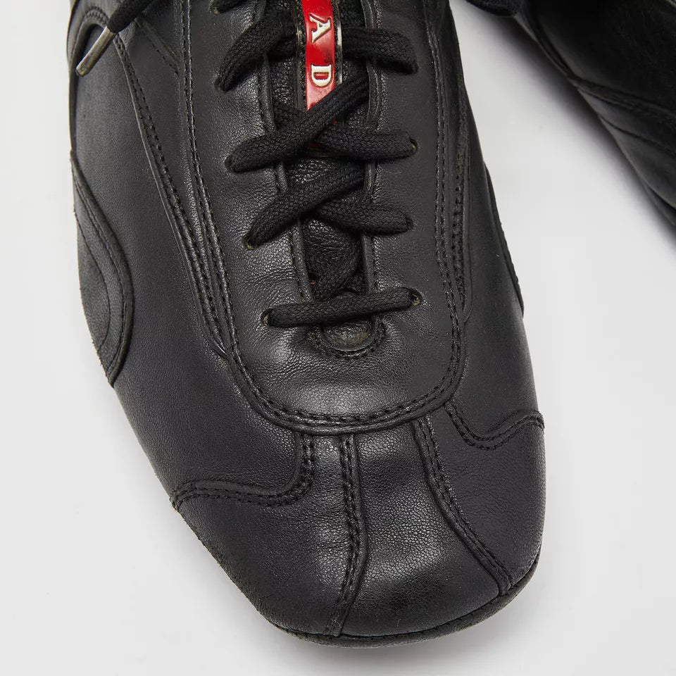 PRADA SPORT BLACK LEATHER LOW TOP