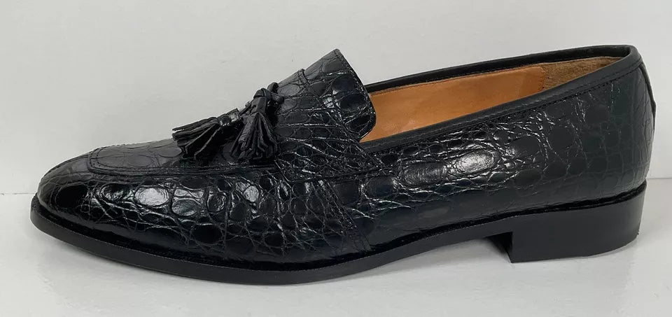 ZELLI GENIUNE CROCODILE TASSEL LOAFERS