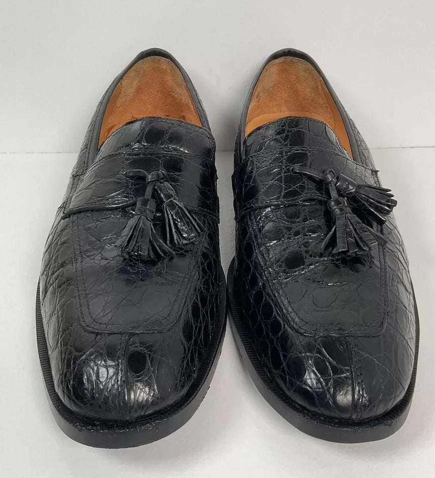 ZELLI GENIUNE CROCODILE TASSEL LOAFERS
