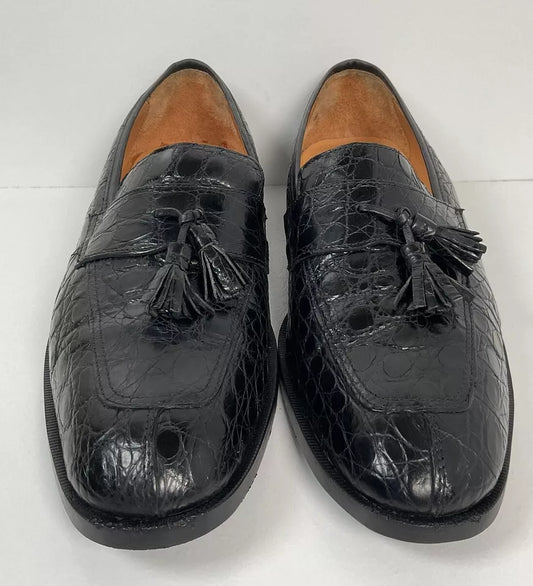 ZELLI GENIUNE CROCODILE TASSEL LOAFERS