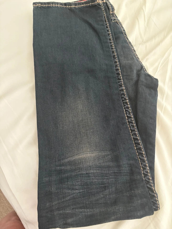 MEN'S TRUE RELIGION JEANS SKINNY FLAP EARTHRORM BIG T DIRTY BARN