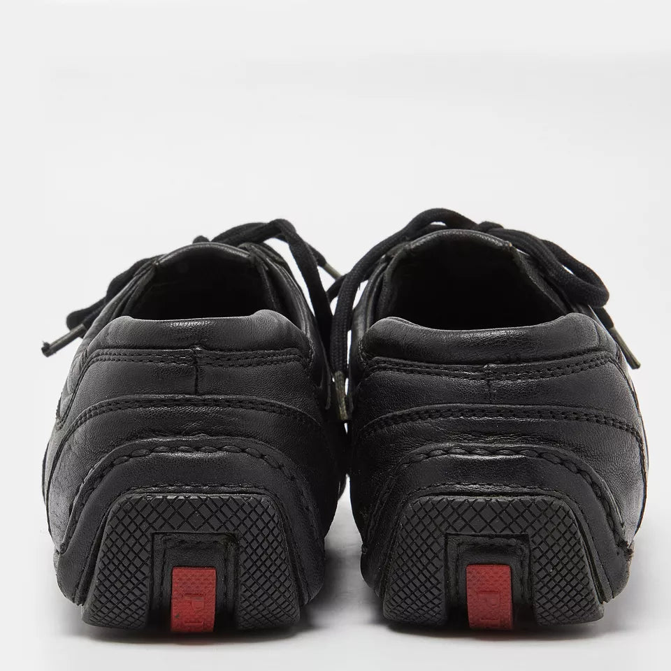 PRADA SPORT BLACK LEATHER LOW TOP