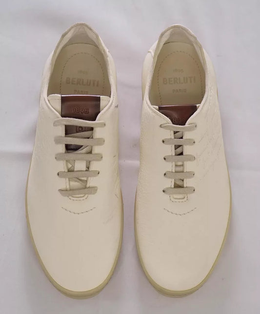 BERLUTI PARIS- "SCRITTO" LEATHER LACE-UP SNEAKER IVORY