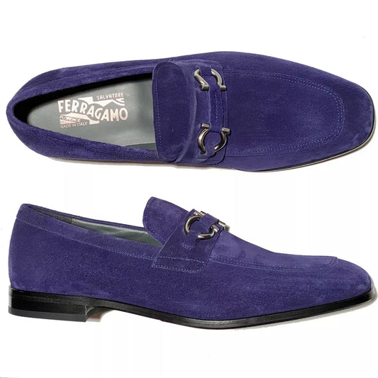 FERRAGAMO GANCINI DARK BLUE SUEDE
